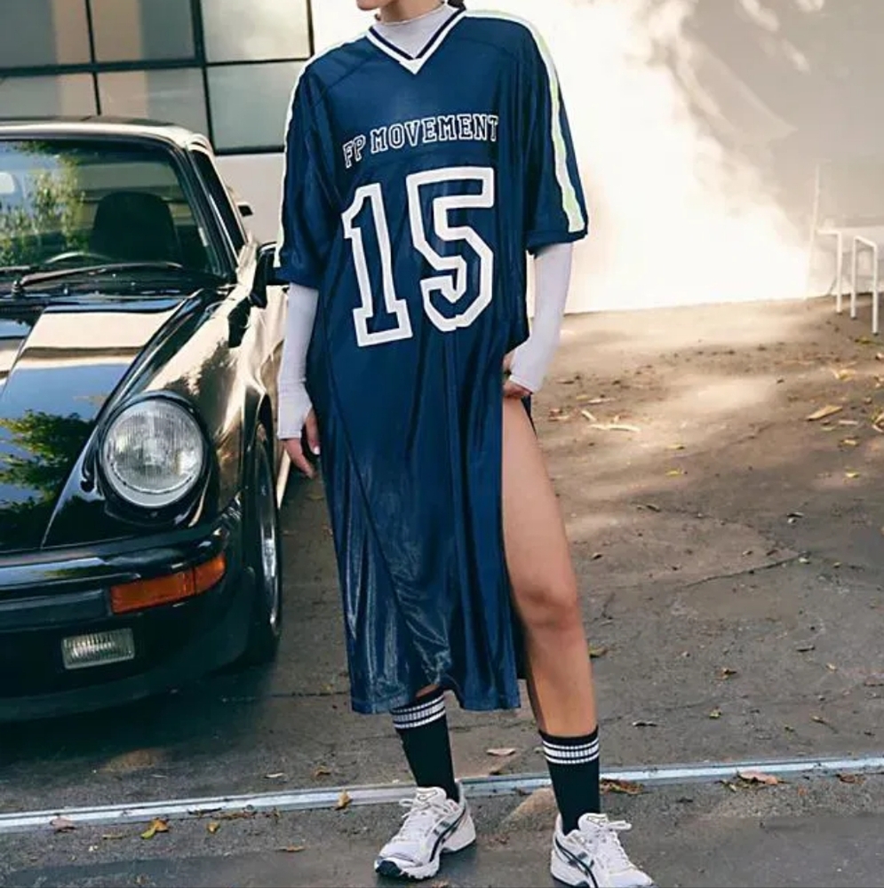 Free People Movement Happy Camper Tee Navy Sports Jersey NWOT